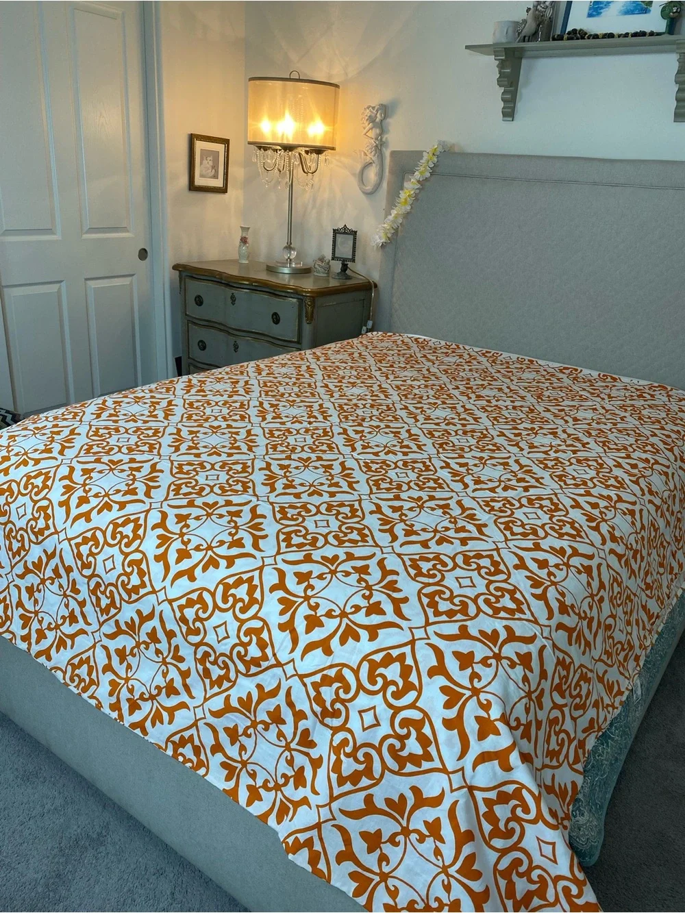 IKEA Orange and White Patterned Duvet Cover